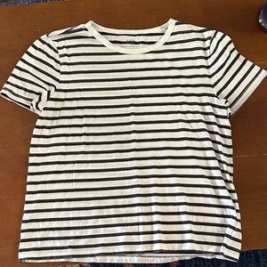GAP Women’s Brown and White Striped VintageSoft Tee Size Medium